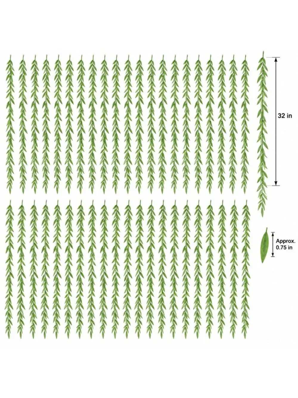 Artificial Willow Vine 40 Piece Hanging Greenery Set 32 Inch Bright Green Weddin